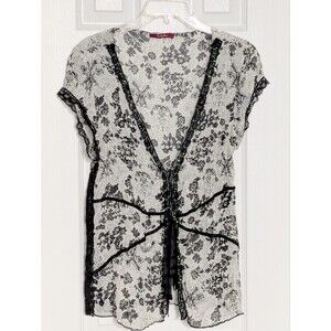 One by One Women's Sleeveless Lightweight Flowy Blouse Vest w/Sequins & Lace